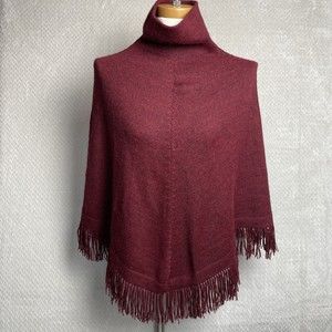 Caserita 100% Alpaca Mockneck Poncho Hand Made in Bolivia Women One Size